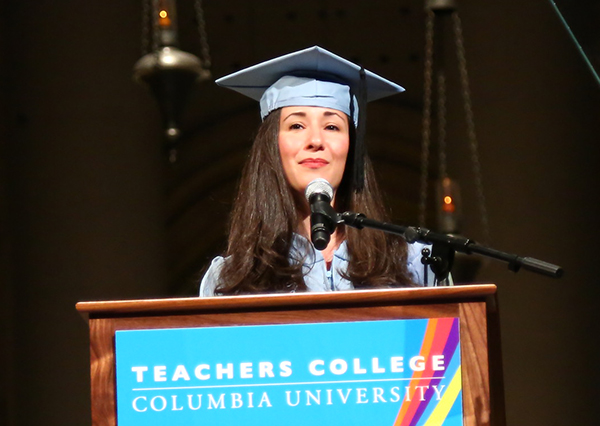 UNDERSTANDING WHAT MATTERS Student speaker Jamie Librot recounted that, following personal tragedy, she listened to family, friends and colleagues who counseled taking time to heal.