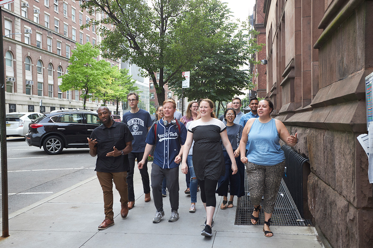 Jaffe Fellows walking along 120th Street