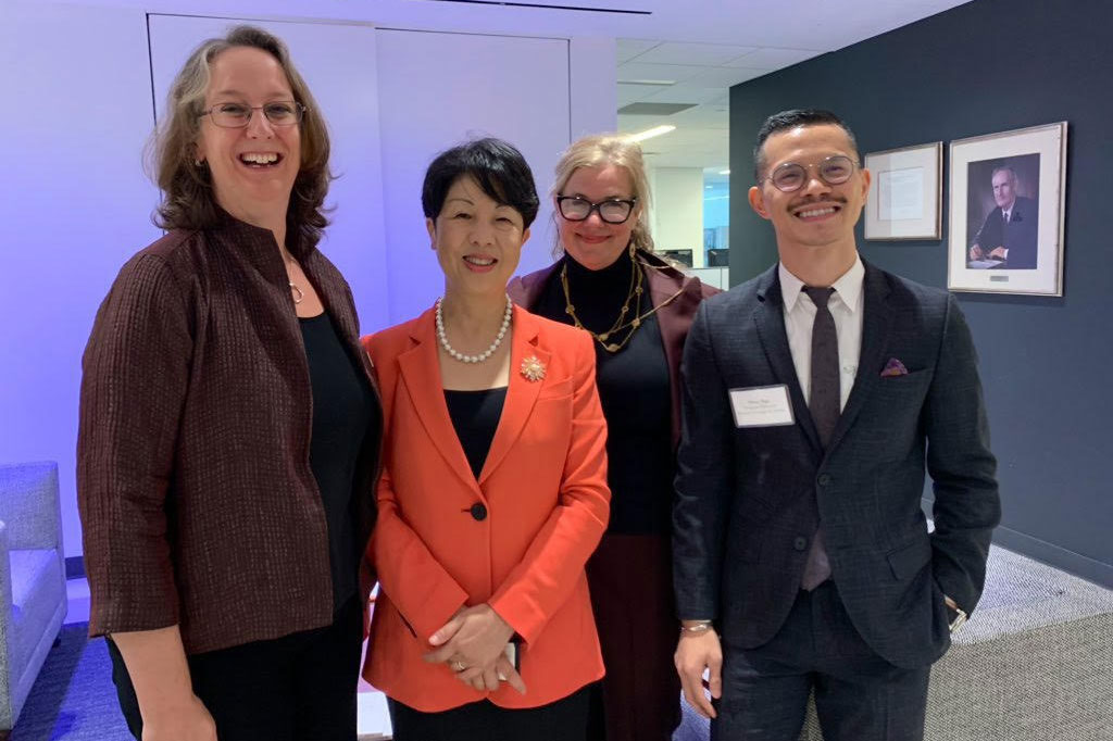 Julia Bunting, President of the Population Council;  TC's Xiaodong Lin-Siegler and Suzanne Murphy, Vice President of Development & External Affairs; and Thoai Ngo, the Population Council's Director of Poverty, Gender, and Youth.